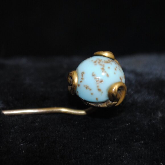 Antique Robin's Egg / Blue Art Glass Stick Pin - Picture 2 of 8